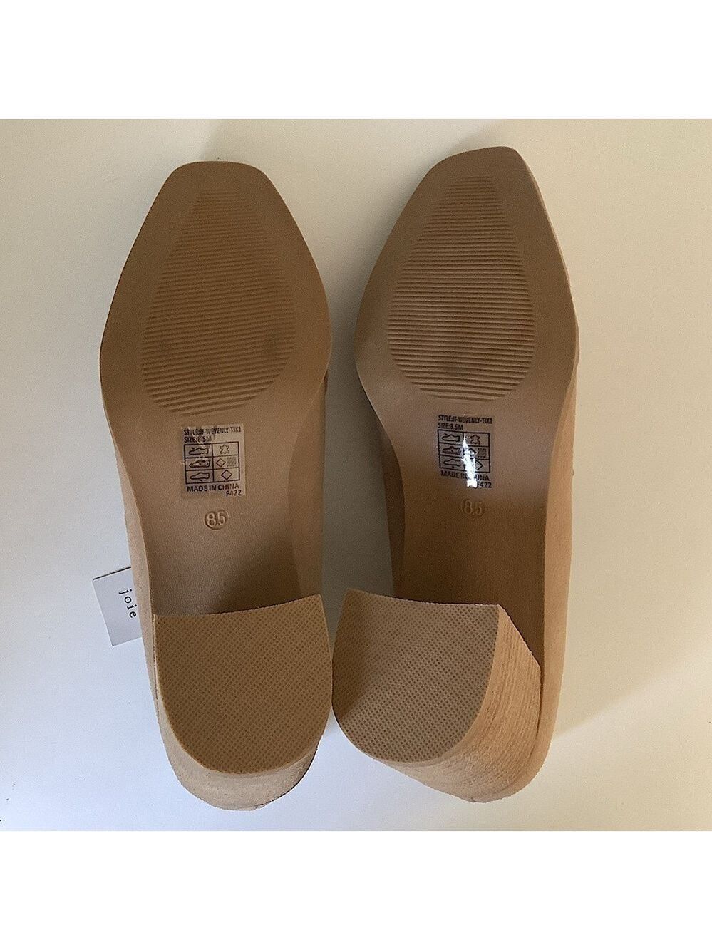 Joie Wevenly Suede Block Heel Shoe Tan Size 8.5 New - Picture 4 of 6